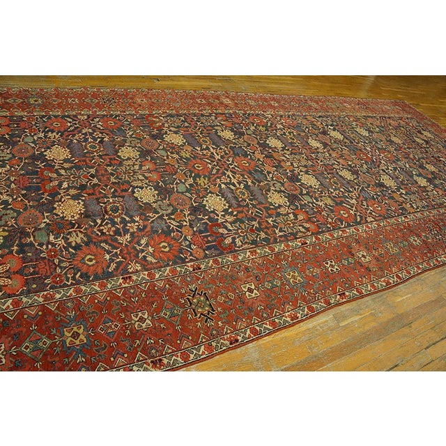 1850s Blue Navy Floral Herati Antique n.w. Persian Gallery Rug 6'10"x 18'10" Handknotted Wool Carpet For Sale In New York - Image 6 of 8