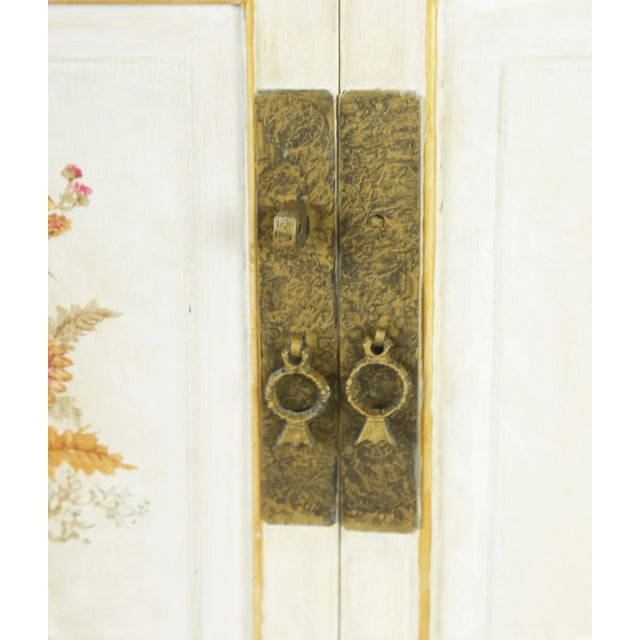 Yellow Large Chinese 20th Century Cabinet With Hand Carved and Hand Painted Floral Panels For Sale - Image 8 of 9