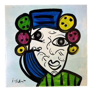 Large Abstract Portrait Painting by Peter Keil For Sale