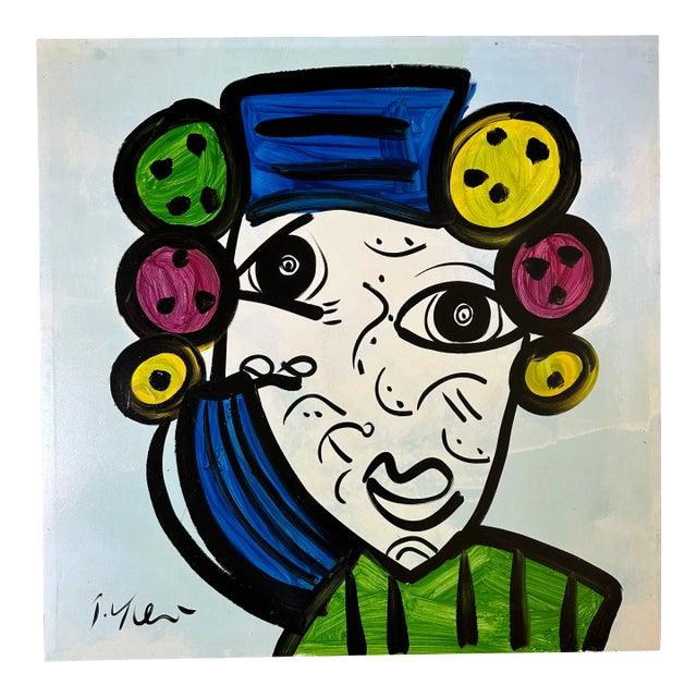 Large Abstract Portrait Painting by Peter Keil For Sale