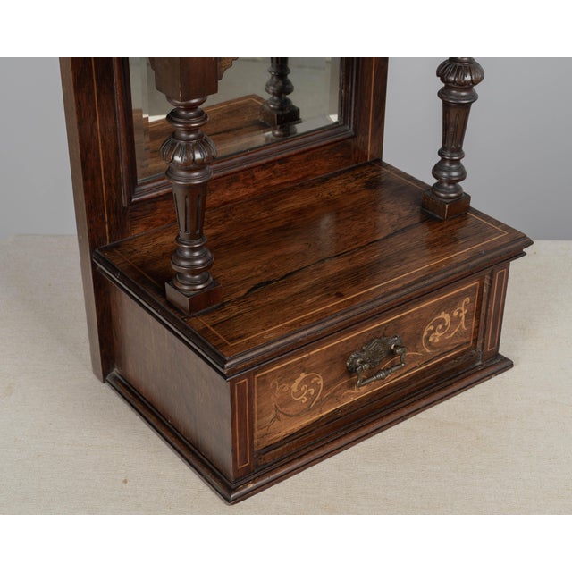 Brown 19th Century English Edwardian Marquetry Shelf With Drawer For Sale - Image 8 of 10