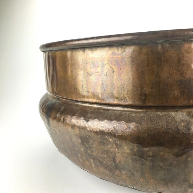 Metal Massive Antique Brass Planter Pot Storage For Sale - Image 7 of 12