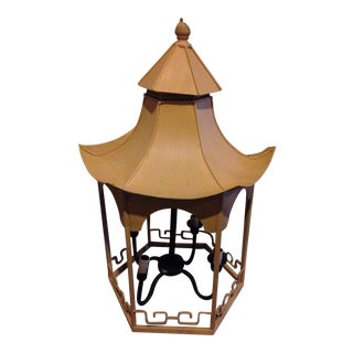 Yellow Pagoda Iron Light Pendant For Sale