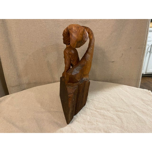 1960s Siren Statue Wood Carved Signed For Sale - Image 11 of 12