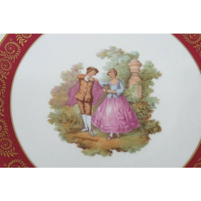 French Limoges Fragonard Courting Scene Cameo French Porcelain Decorative Plate For Sale - Image 3 of 11