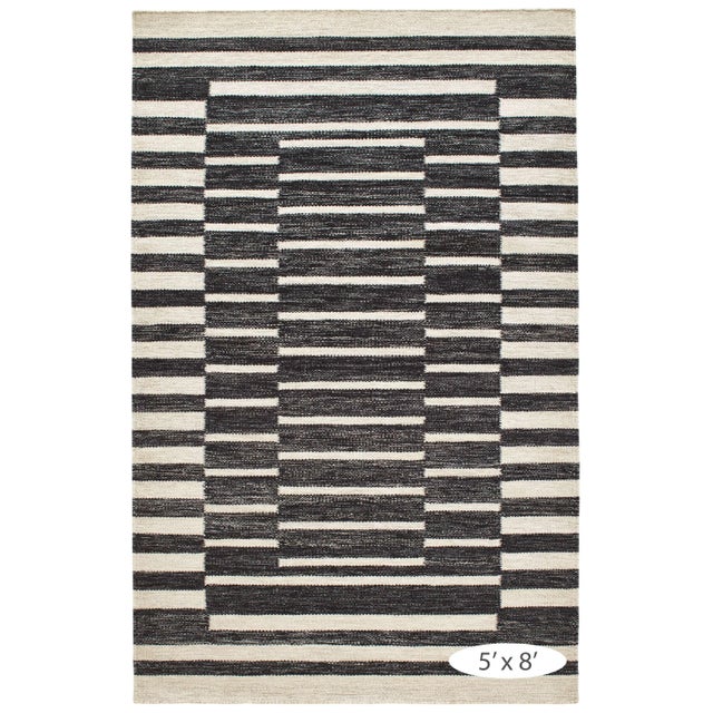 Contemporary Marie Flanigan for Dash & Albert Heights Charcoal Woven Wool Rug, 7' 6" x 9' 6" For Sale - Image 3 of 4