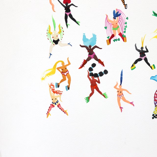 Marisa Mu’s watercolor paintings celebrate liberated bodies in motion, using playful gesture and vivid color to create...