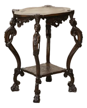 Carved Wooden Table in Neo-Rococo Style, 1890s