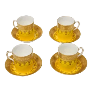 Antique Royal Worcester England Custom Demi Tasse Sets, 8 Pieces