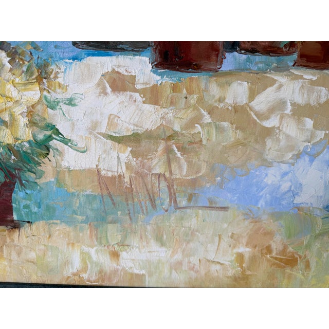 1970’s John Adamos Manol Impressionist Florist Market Oil on Canvas Painting – Framed For Sale In Miami - Image 6 of 12