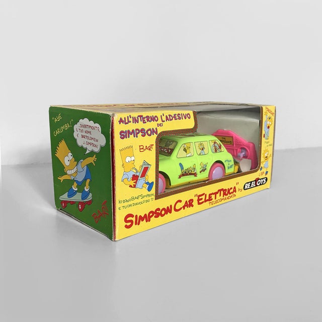 The Simpsons Electric Car Model, 1990s Remote-controlled Simpson Car Elettrica model produced by RE.EL Toys, Italy, and...