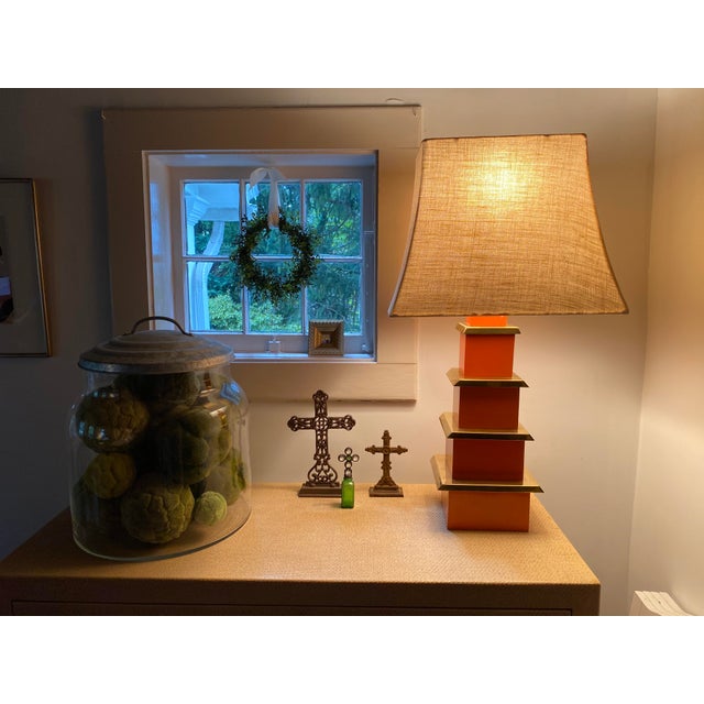 Jonathan Adler Jonathan Adler Pagoda Lamp W/ Shade For Sale - Image 4 of 12