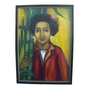Portrait of Island Girl With Pink Flower in Hair