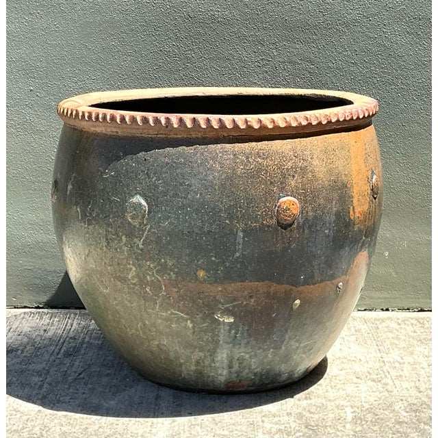 Ceramic Vintage Monumental Glazed Ceramic Planter For Sale - Image 7 of 12