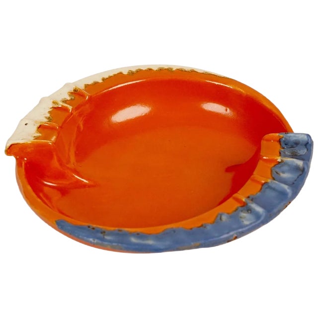 Cabana Style Ceramic Coral-Colored Pipe Ashtray, 1930s For Sale