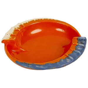 Cabana Style Ceramic Coral-Colored Pipe Ashtray, 1930s