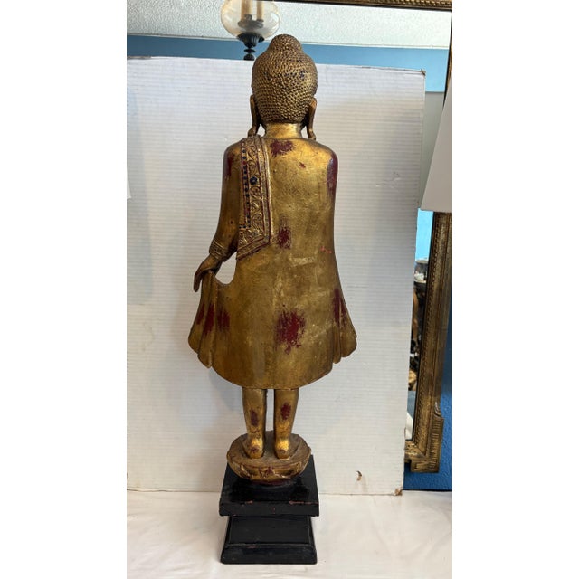 1950s 1950s Carved Wood Thai Figure of a Deity For Sale - Image 5 of 11