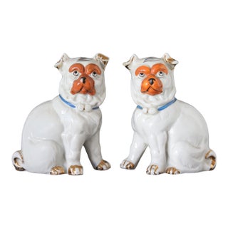 Antique German Porcelain Pugs, a Pair For Sale