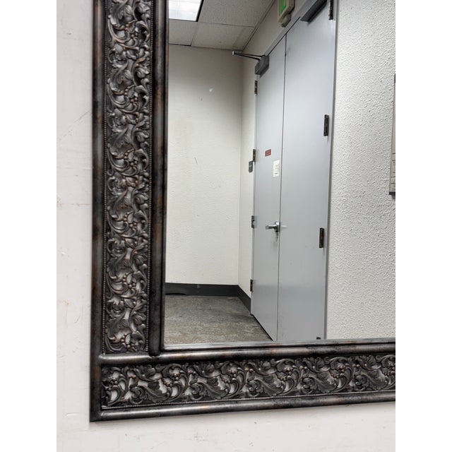 Metal Metal Botanical Rectangular Wall Mirror For Sale - Image 7 of 12