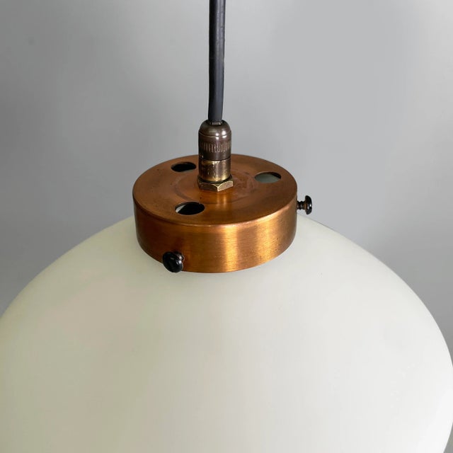 Mid-Century Modern Italian Glass and Black Metal Three-Light Chandelier, 1950s For Sale - Image 11 of 18