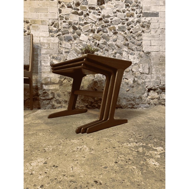 Brown Vintage Danish Teak Nesting Tables by Mogens Kold, 1960, Set of 3 For Sale - Image 8 of 14