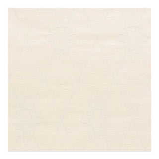 Sample - Schumacher Sylvie Embroidered Sisal Wallpaper in Ivory For Sale