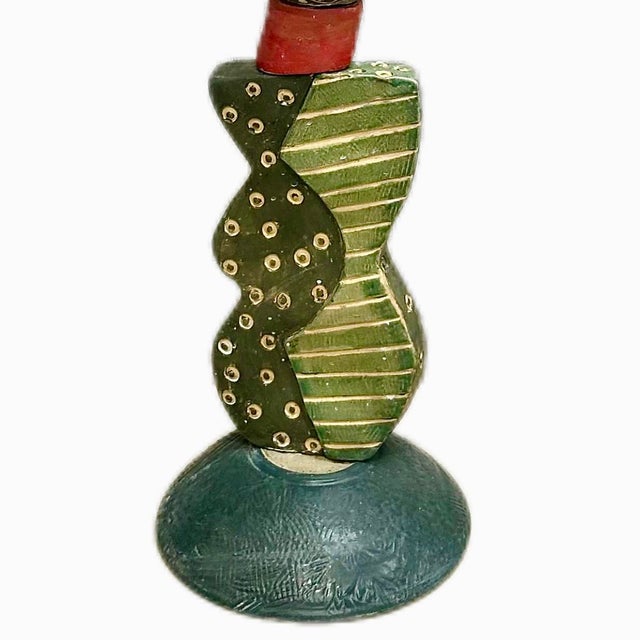 Marc Zimmerman "Live and Let Live" Glazed Ceramic Totem, 62 Inches Tall, Green and Red Glaze, Mixed Organic Forms, Contemporary Art West Coast For Sale - Image 4 of 7