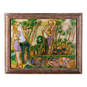 Vintage Modern Figurative American Oil Painting