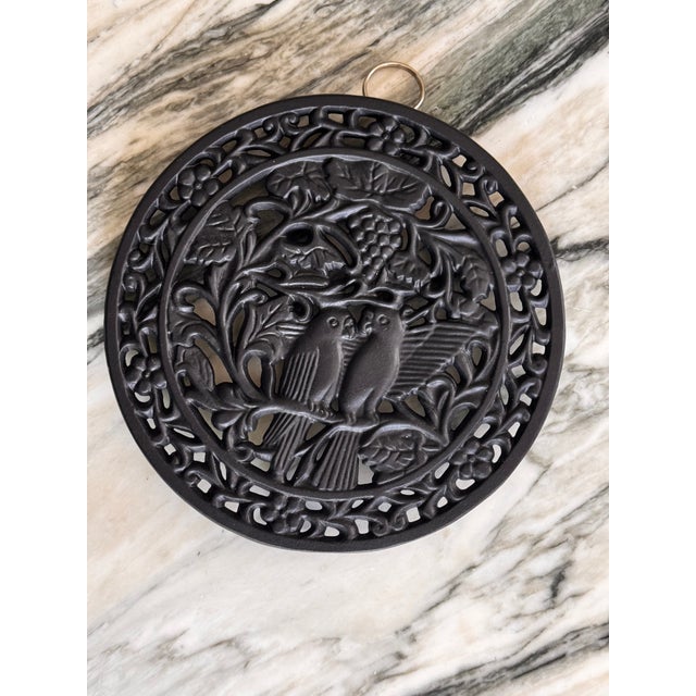 Vintage Parrot Motif Cast Iron Kitchen Trivet For Sale - Image 10 of 12