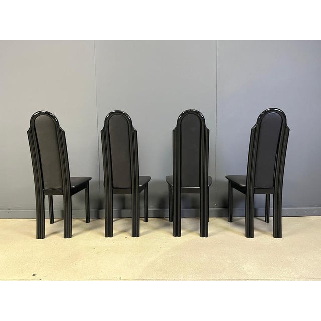 1980s Postmodern Italian Lacquered Wood Dining Chairs, 1980s, Set of 4 For Sale - Image 5 of 12
