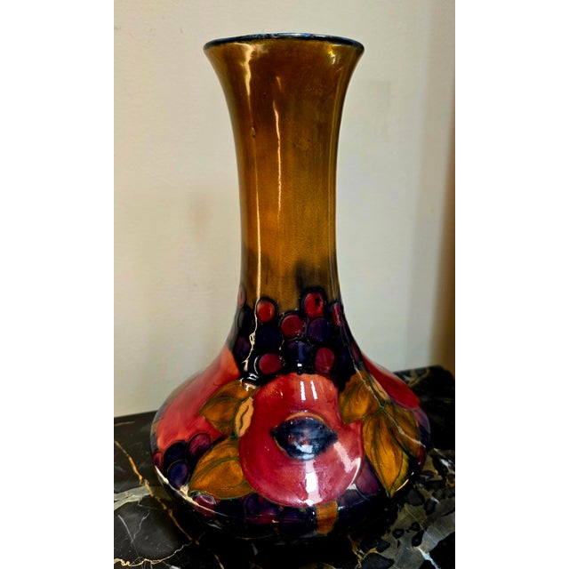 English Large Vintage William Moorcroft Pomegranate Vase For Sale - Image 3 of 5