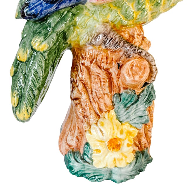 Green Large Scale Vintage Italian Majolica Ceramic Parrot Sculpture by Intrada For Sale - Image 8 of 15