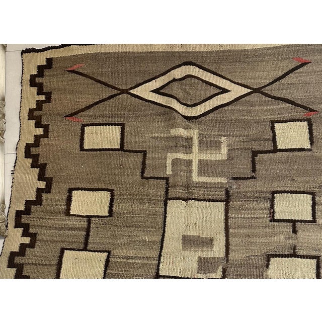 1900 - 1909 1900s, Handmade Antique Native-American Navajo Rug 4' X 5.10' For Sale - Image 5 of 9