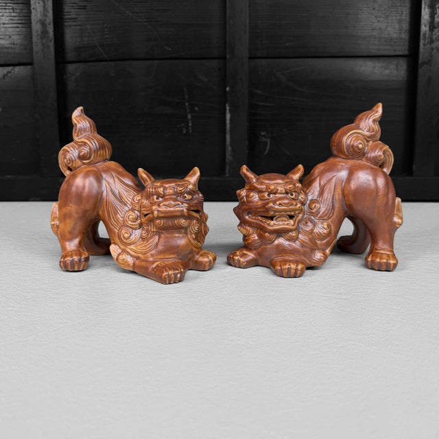 Ceramic Japanese Ceramic Shisa Figures, 1980, Set of 2 For Sale - Image 7 of 11