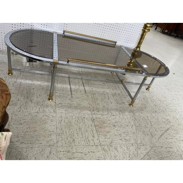 Art Deco Vintage Chrome Oval Coffee Table For Sale - Image 3 of 8