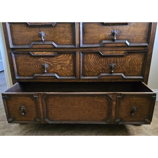 Antique English Jacobean Oak Dresser With Mirror, 1700s For Sale - Image 12 of 16