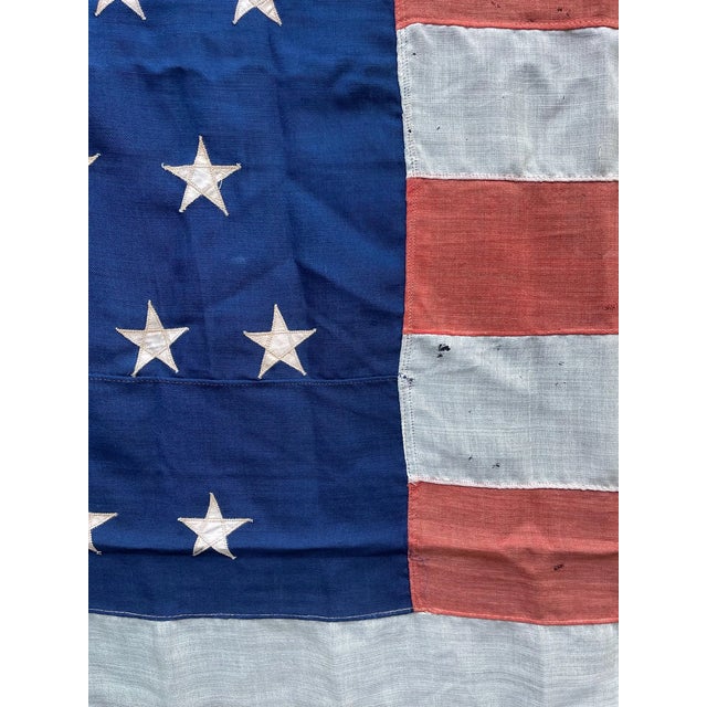 Late 19th Century Rare Antique American Flag 45 Stars Soft Wool Sewn Stars and Stripes Beautifully Faded Colors 5x8 For Sale - Image 5 of 7