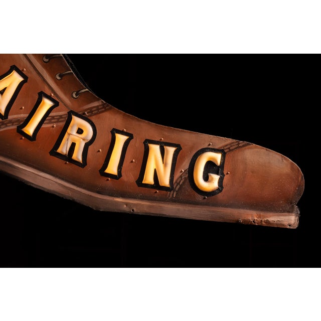 Vintage Double-Sided Boot Form "Repairing" Illuminated Trade Sign For Sale In Chicago - Image 6 of 15