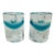 Vintage Iittala Arktia Glass Candle Holders Pair - Designed by Timo Sarpaneva - Finland 1980s Art Glass - Blue Core & Bubbles With Original Label For Sale