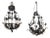 1950s Hollywood Regency Style Italian Black Metal Floral Chandeliers - a Pair For Sale