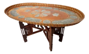 Islamic Ottoman with Copper Table Tray, 1950s
