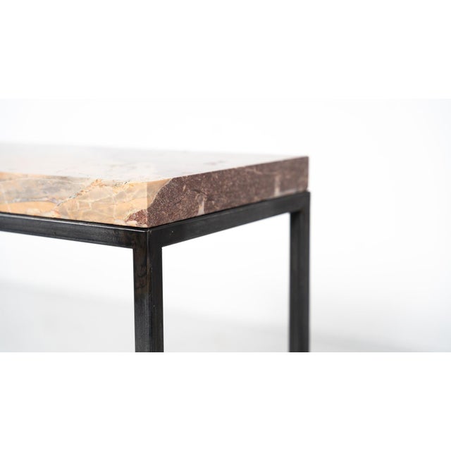 Brown Mid-Century Modern Marble and Iron Console For Sale - Image 8 of 18