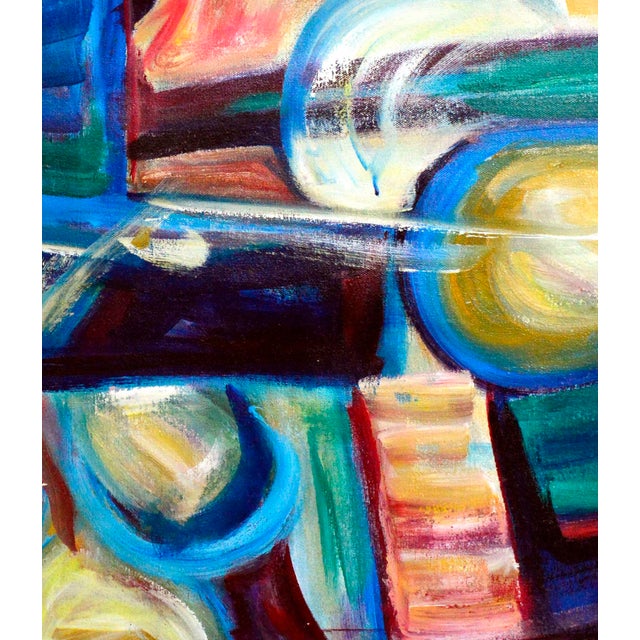 Dynamic abstract figurative painting by Doris Ann Warner (American, 1925-2010). Signed "Warner" lower right. Unframed....