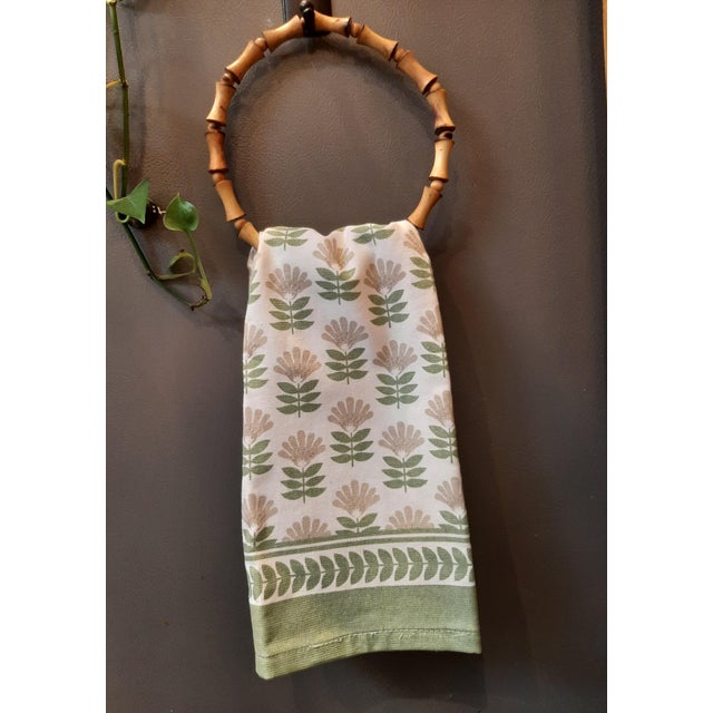 Boho Chic Vintage Wooden Bead Bamboo Hoops For Sale - Image 3 of 3