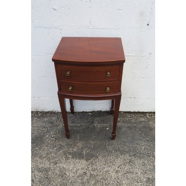 1940s Tall Bow Front Mahogany Nightstand Side End Table 6163 For Sale - Image 4 of 15