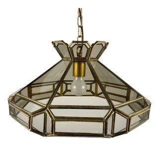 Smoky Glass and Brass Chandelier by JBS Leuchten, Germany For Sale