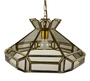 Smoky Glass and Brass Chandelier by JBS Leuchten, Germany