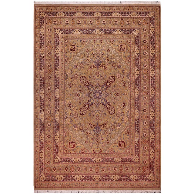 Gold Medallion 1990's Beautiful Pak-Persian Green/Green Wool Rug - 9'2'' X 11'8'' For Sale - Image 8 of 8