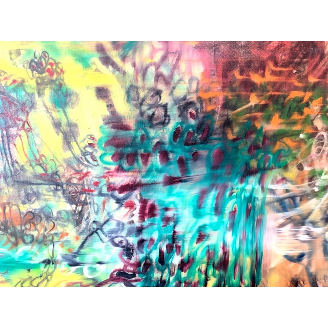 1990s Nachume Miller, Untitled Dynamic Colorful Abstract Expressionist Oil Painting, Israeli-American, 1996 For Sale - Image 5 of 8