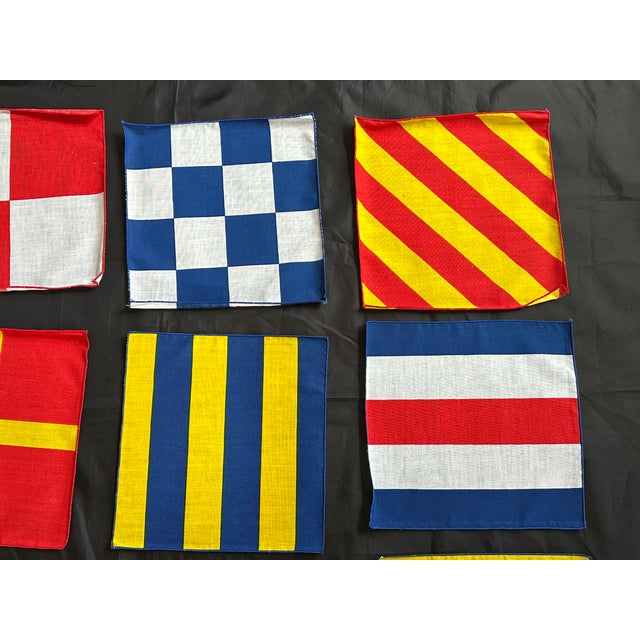 1960s Nautical Flag Signal Cloth Cocktail Napkins Set of 12 For Sale - Image 5 of 17